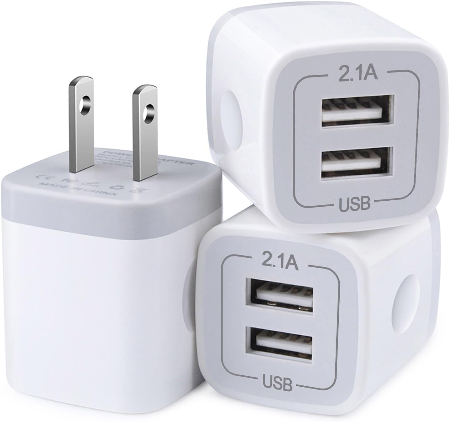 Double USB wall charger with fast charging