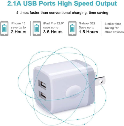 Double USB wall charger with fast charging