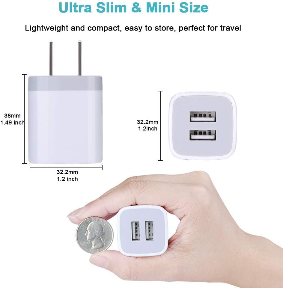 Double USB wall charger with fast charging