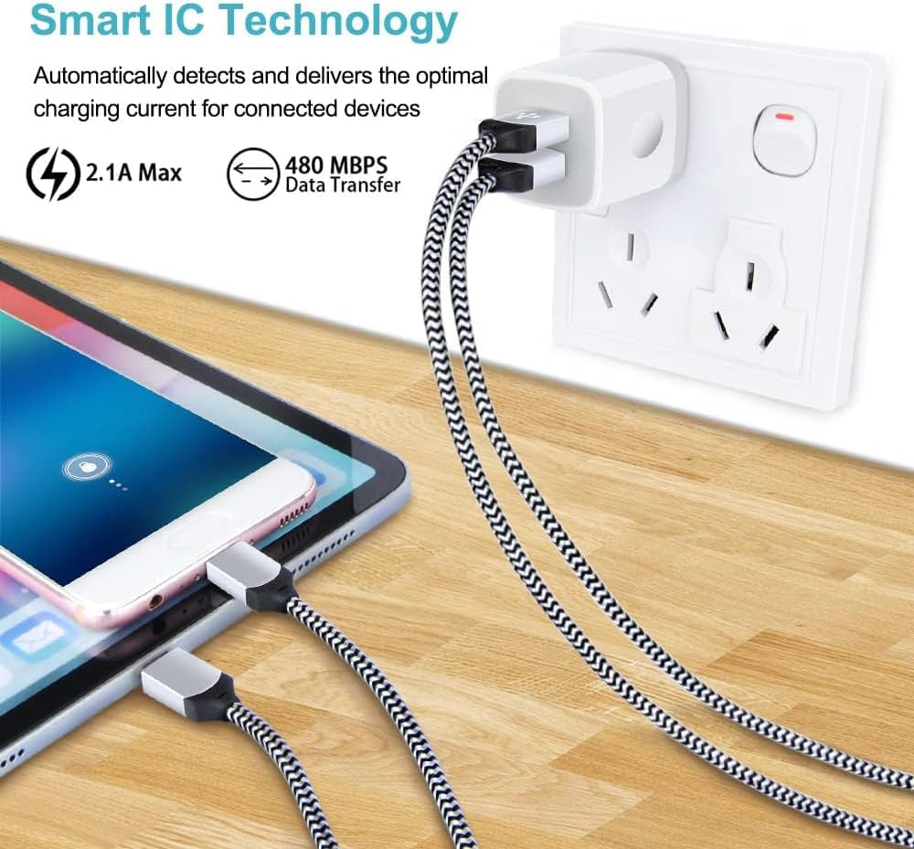 Double USB wall charger with fast charging